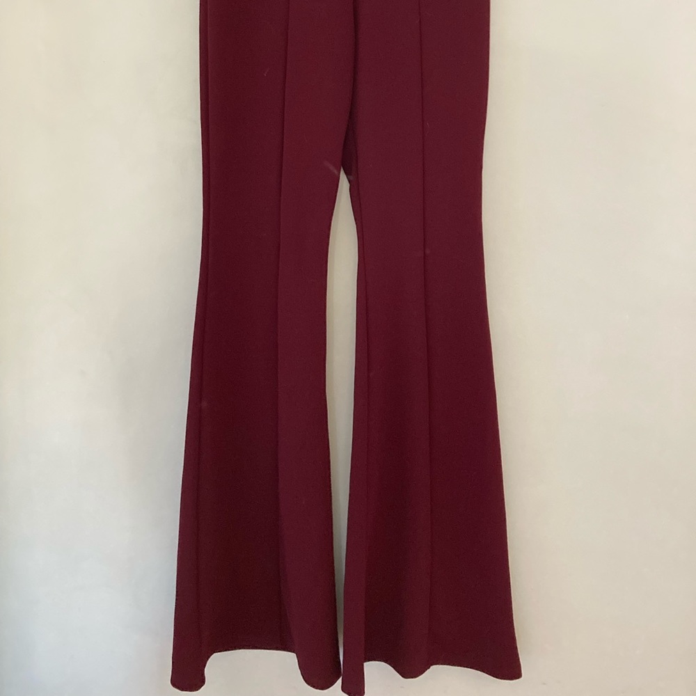 Maroon dress pants wide leg.